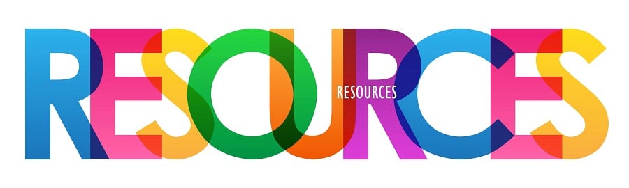 Graphic of the word resource in rainbow colours